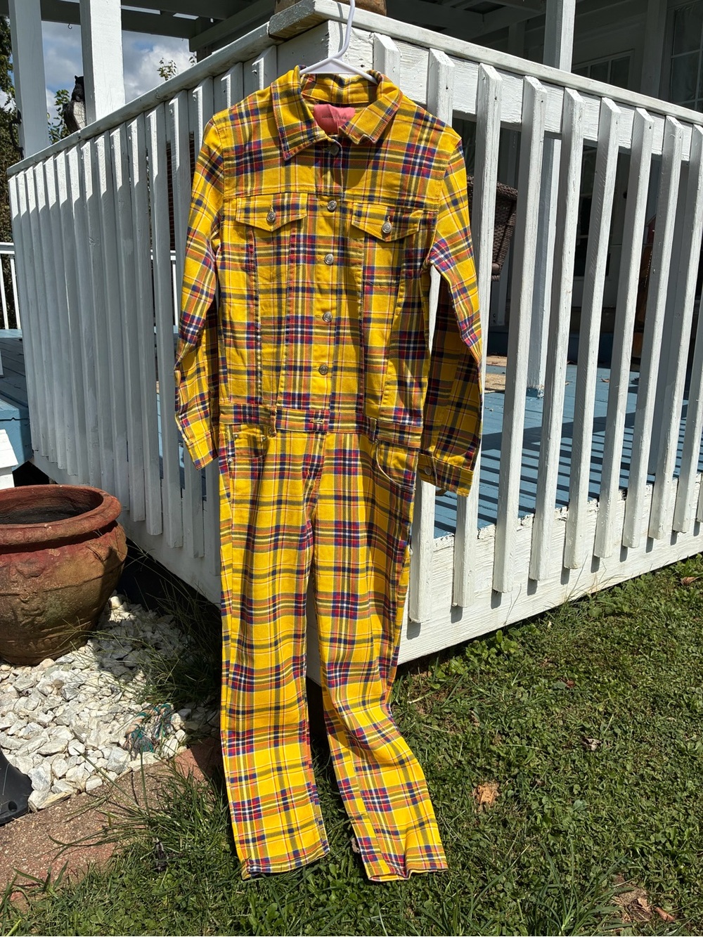 Yellow Plaid Jumpsuit